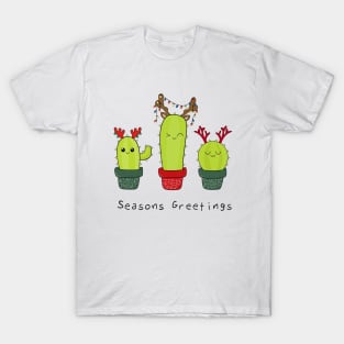 Santa's Reindeer Christmas Cacti T-Shirt